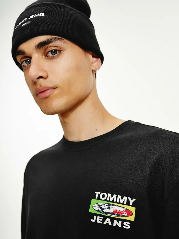 Tommy Hilfiger Smiley Long Sleeve TShirt Black Mens TShirts Online