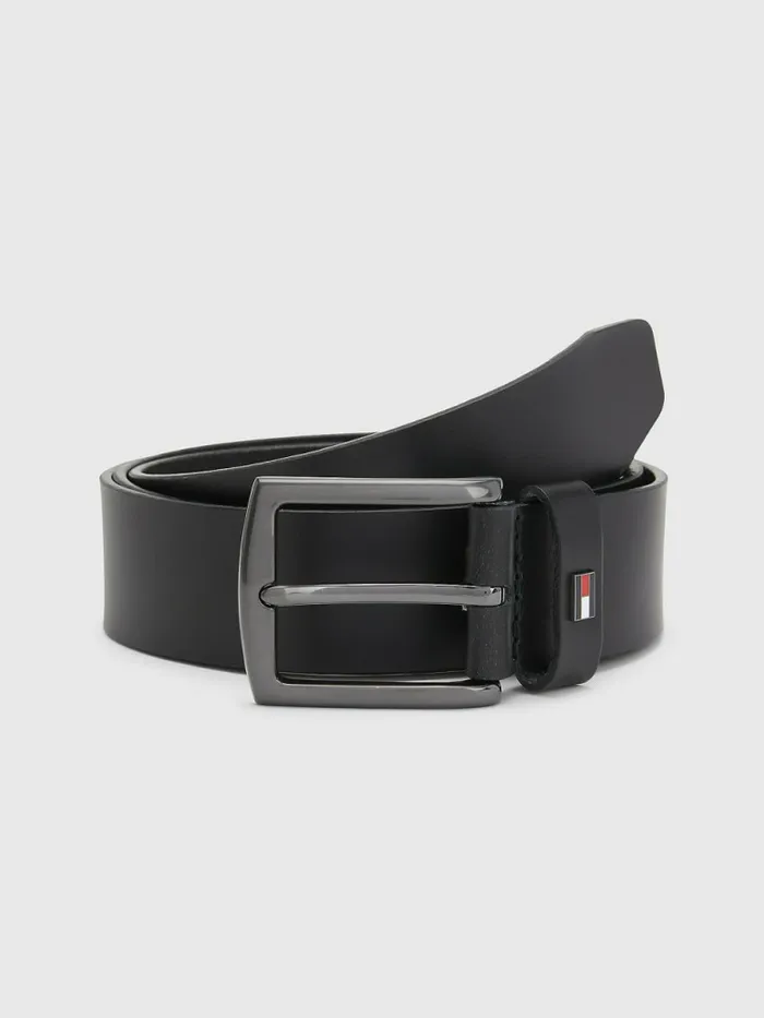Tommy Hilfiger Smooth Leather Logo Belt Black Mens Belts Gift 4 You