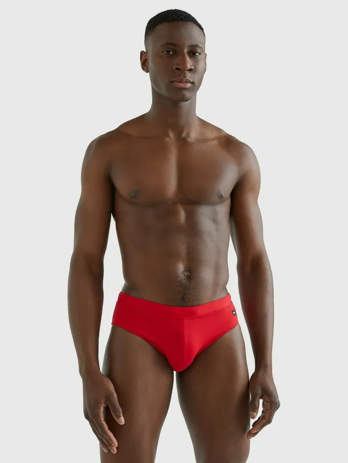 Tommy Hilfiger Solid Colour Swim Briefs Primary Red Mens Swimwear On Sale