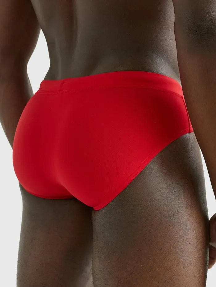 Tommy Hilfiger Solid Colour Swim Briefs Primary Red Mens Swimwear On Sale