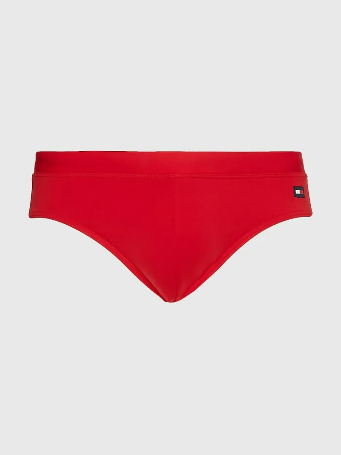 Tommy Hilfiger Solid Colour Swim Briefs Primary Red Mens Swimwear On Sale