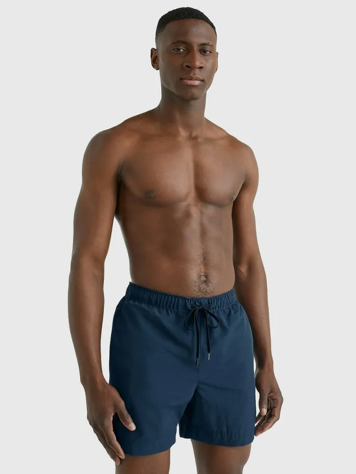 Tommy Hilfiger Solid Mid Length Swim Shorts Twilight Indigo Mens Swimwear Near Me