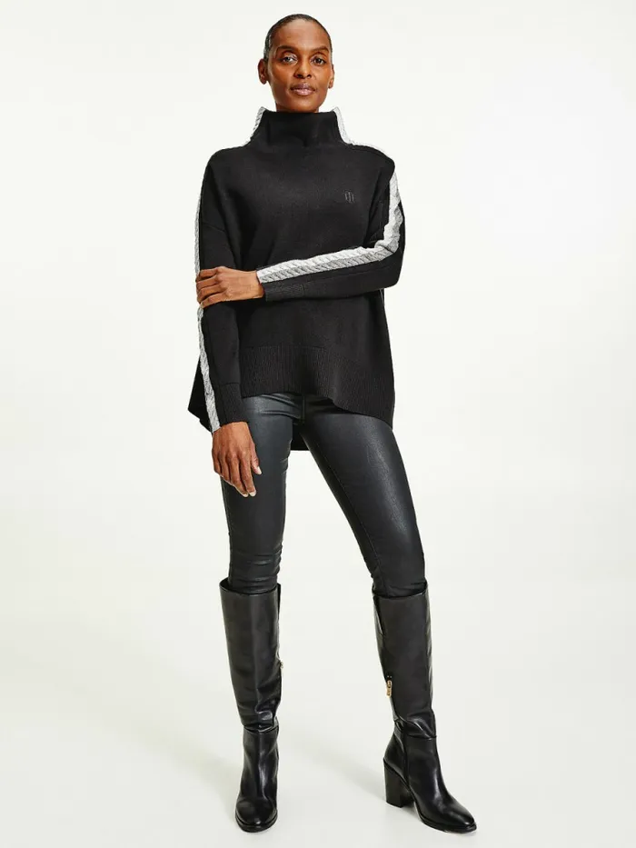 Tommy Hilfiger Sparkle Stripe Relaxed Fit Jumper Black Womens Knitwear Gift Ideas Tommy Hilfiger Sparkle Stripe Relaxed Fit Jumper Black Womens Knitwear Gift Ideas