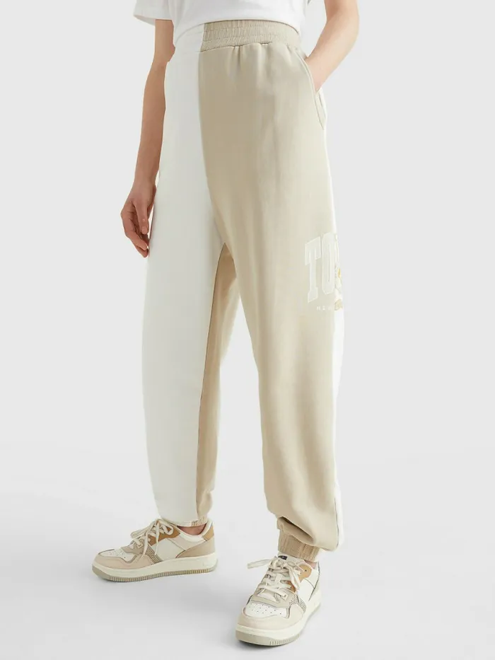 Tommy Hilfiger Spliced Collegiate Relaxed Joggers Savannah SandMulti Womens Trousers Tommy Hilfiger Spliced Collegiate Relaxed Joggers Savannah SandMulti Womens Trousers