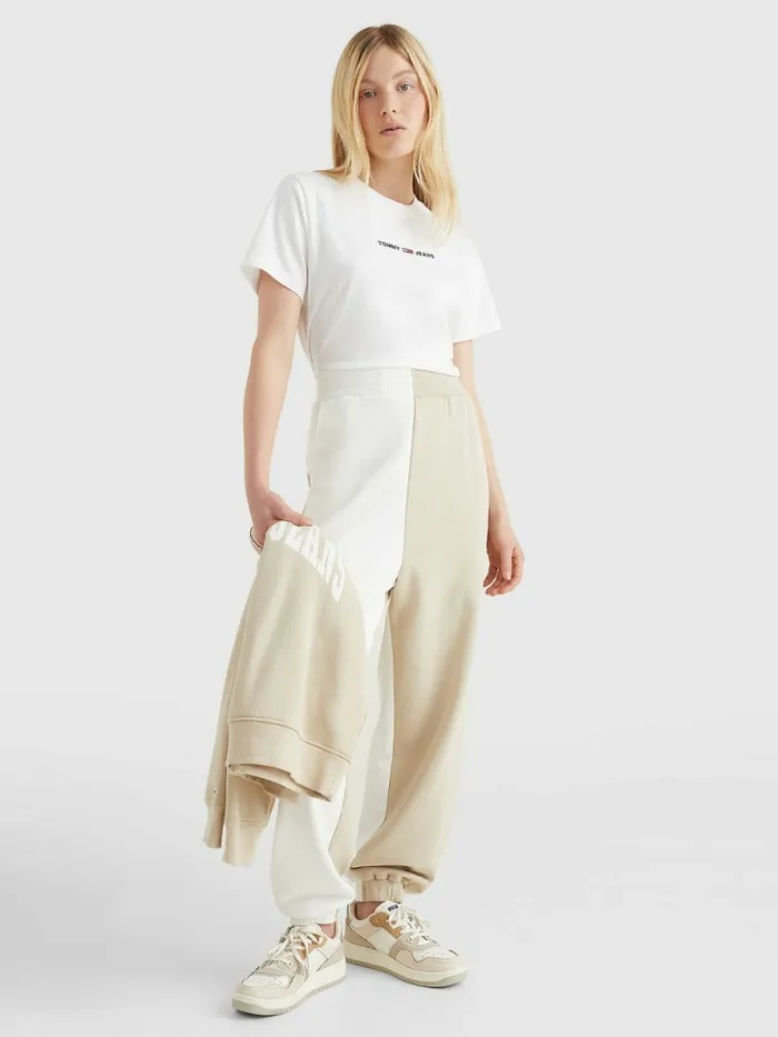 Tommy Hilfiger Spliced Collegiate Relaxed Joggers Savannah SandMulti Womens Trousers