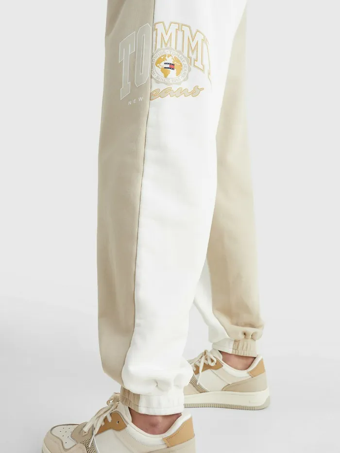 Tommy Hilfiger Spliced Collegiate Relaxed Joggers Savannah SandMulti Womens Trousers