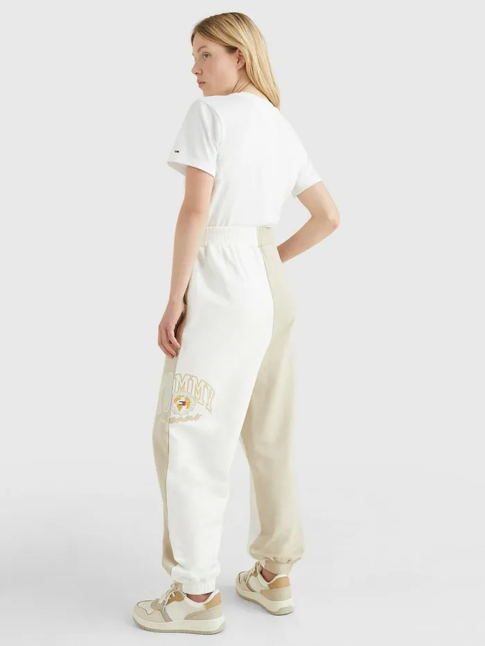 Tommy Hilfiger Spliced Collegiate Relaxed Joggers Savannah SandMulti Womens Trousers