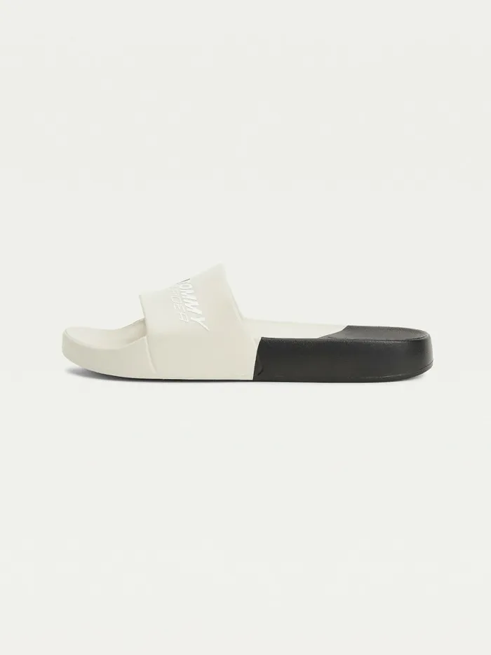 Tommy Hilfiger Sport ColourBlocked Logo Pool Slides White Dove Womens Sandals For Sale