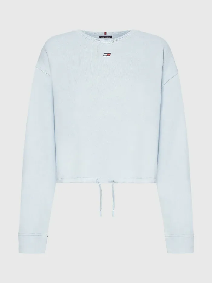 Tommy Hilfiger Sport Drawstring Hem Relaxed Fit Sweatshirt Breezy Blue Womens Sweatshirts and Hoodies Near Me
