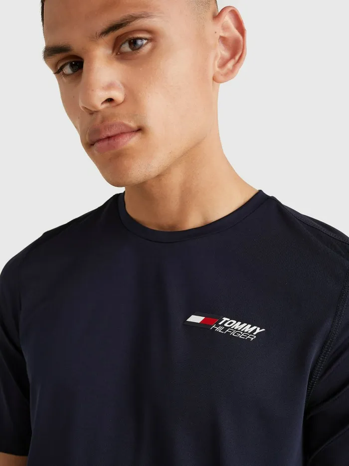 Tommy Hilfiger Sport Essential Logo Training TShirt Desert Sky Mens Tommy Hilfiger Sport