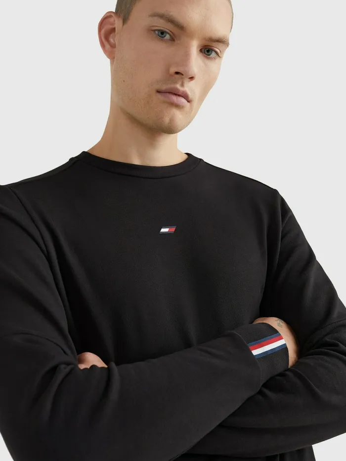 Tommy Hilfiger Sport Essential Organic Cotton Sweatshirt Black Mens Tommy Hilfiger Sport