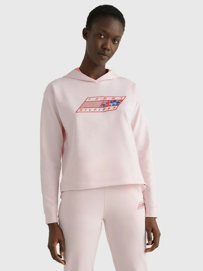 Tommy Hilfiger Sport Flag Logo Hoody Pale Pink Womens Sweatshirts and Hoodies For Sale Tommy Hilfiger Sport Flag Logo Hoody Pale Pink Womens Sweatshirts and Hoodies For Sale