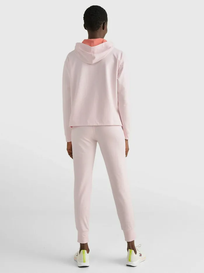 Tommy Hilfiger Sport Flag Logo Hoody Pale Pink Womens Sweatshirts and Hoodies For Sale