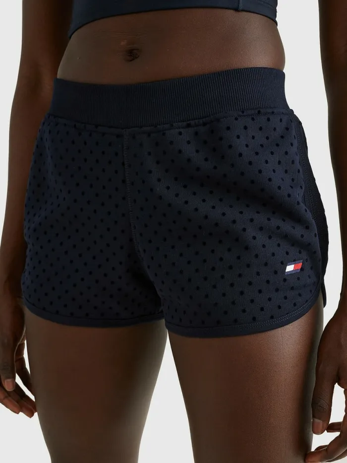Tommy Hilfiger Sport Flocked PolkaDot Shorts Desert Sky Polka Dots Womens Shorts Cheap On Sale