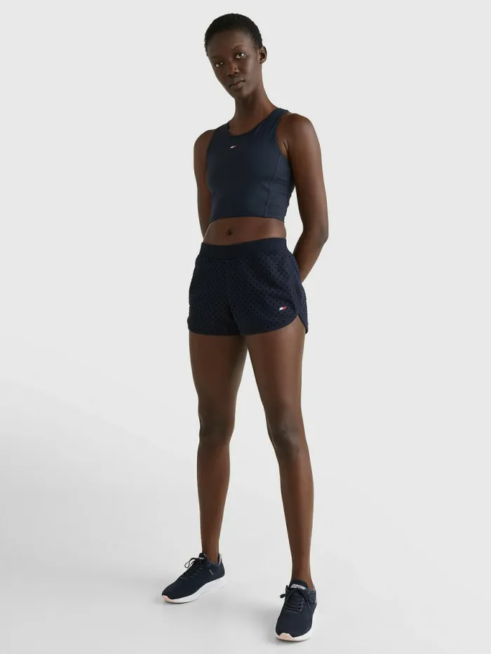 Tommy Hilfiger Sport Flocked PolkaDot Shorts Desert Sky Polka Dots Womens Shorts Cheap On Sale