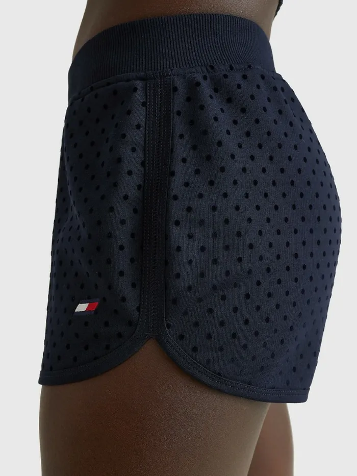 Tommy Hilfiger Sport Flocked PolkaDot Shorts Desert Sky Polka Dots Womens Shorts Cheap On Sale