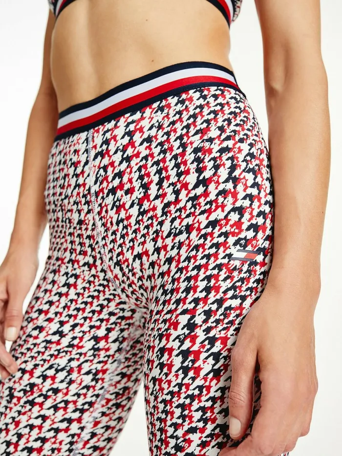 Tommy Hilfiger Sport Full Length Houndstooth Leggings Houndstooth Primary Red Womens Tommy Hilfiger Sport