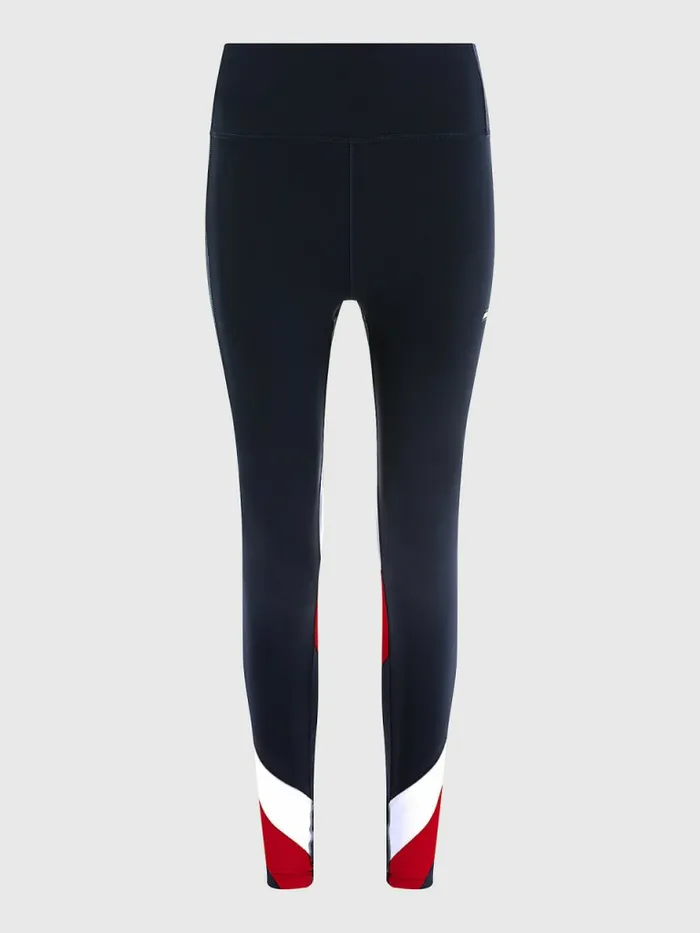 Tommy Hilfiger Sport High Rise ColourBlocked 78 Leggings Desert SkyPrimary Red Womens Trousers