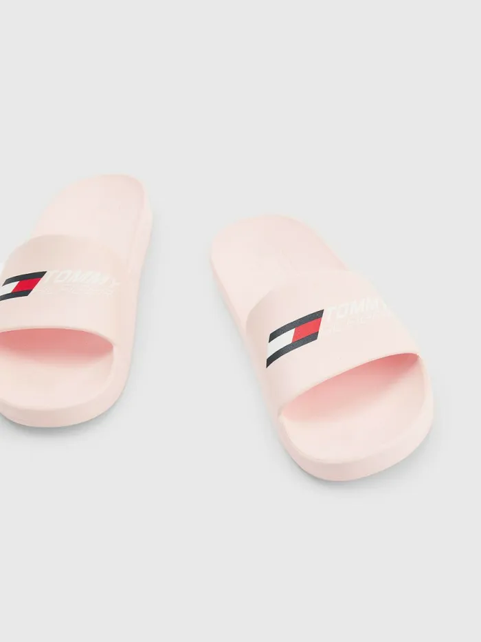 Tommy Hilfiger Sport Logo Slides Pink Dust Womens Sandals Online