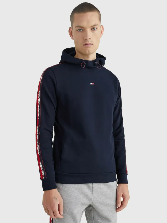 Tommy Hilfiger Sport Logo Tape Hoody Desert Sky Mens Sweatshirts and Hoodies Popular Tommy Hilfiger Sport Logo Tape Hoody Desert Sky Mens Sweatshirts and Hoodies Popular
