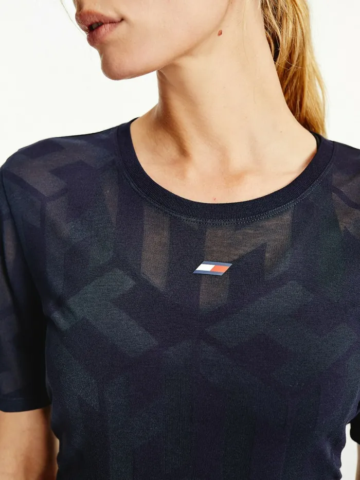 Tommy Hilfiger Sport Monogram Burnout TShirt Desert Sky Womens TShirts Online