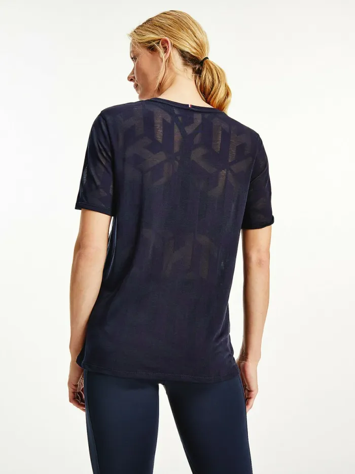 Tommy Hilfiger Sport Monogram Burnout TShirt Desert Sky Womens TShirts Online