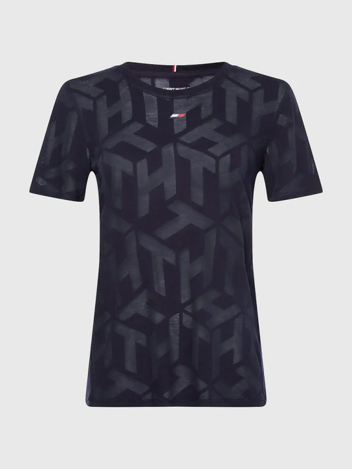 Tommy Hilfiger Sport Monogram Burnout TShirt Desert Sky Womens TShirts Online