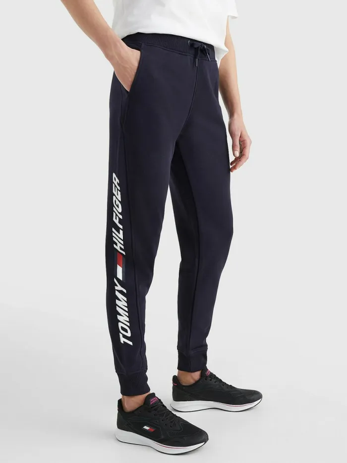 Tommy Hilfiger Sport Organic Cotton Regular Fit Joggers Desert Sky Large Logo Womens Trousers