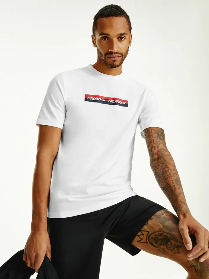 Tommy Hilfiger Sport Organic Jersey TShirt White Mens Tommy Hilfiger Sport