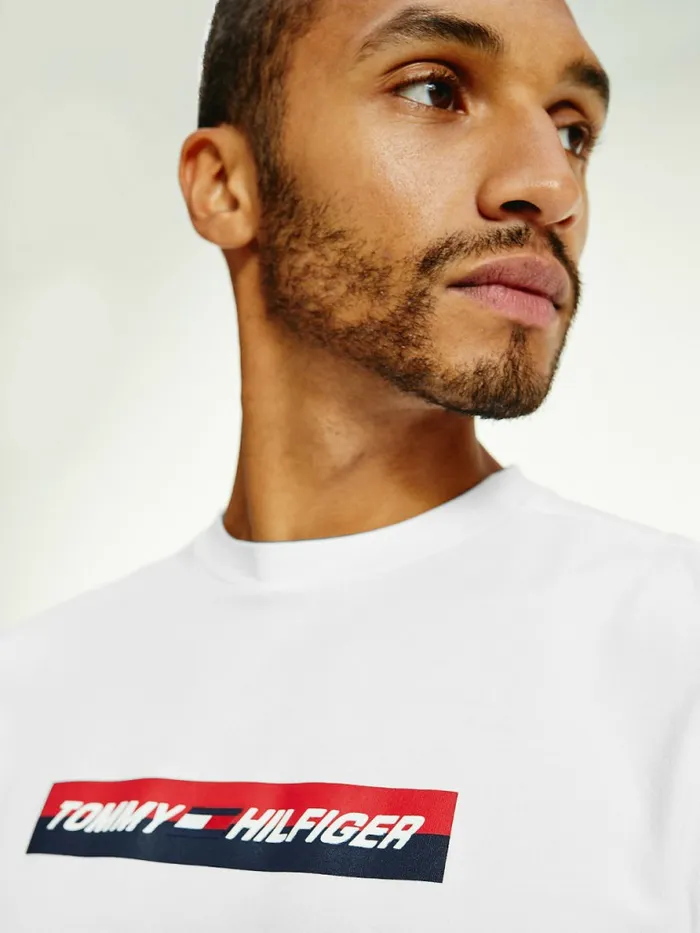 Tommy Hilfiger Sport Organic Jersey TShirt White Mens Tommy Hilfiger Sport
