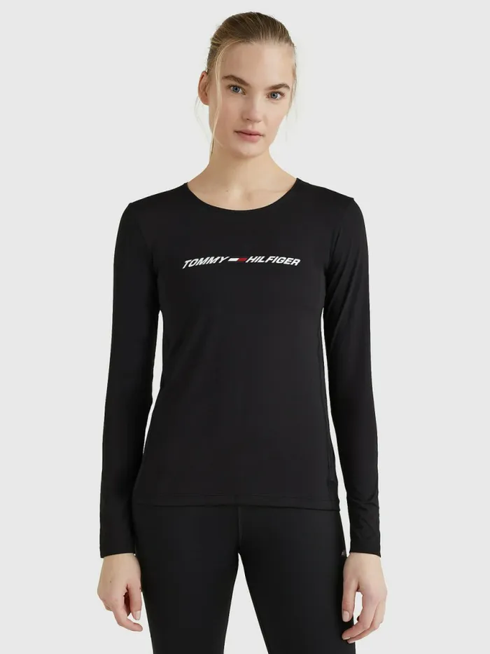 Tommy Hilfiger Sport Performance Graphic Long Sleeve TShirt Black Womens Tommy Hilfiger Sport Tommy Hilfiger Sport Performance Graphic Long Sleeve TShirt Black Womens Tommy Hilfiger Sport