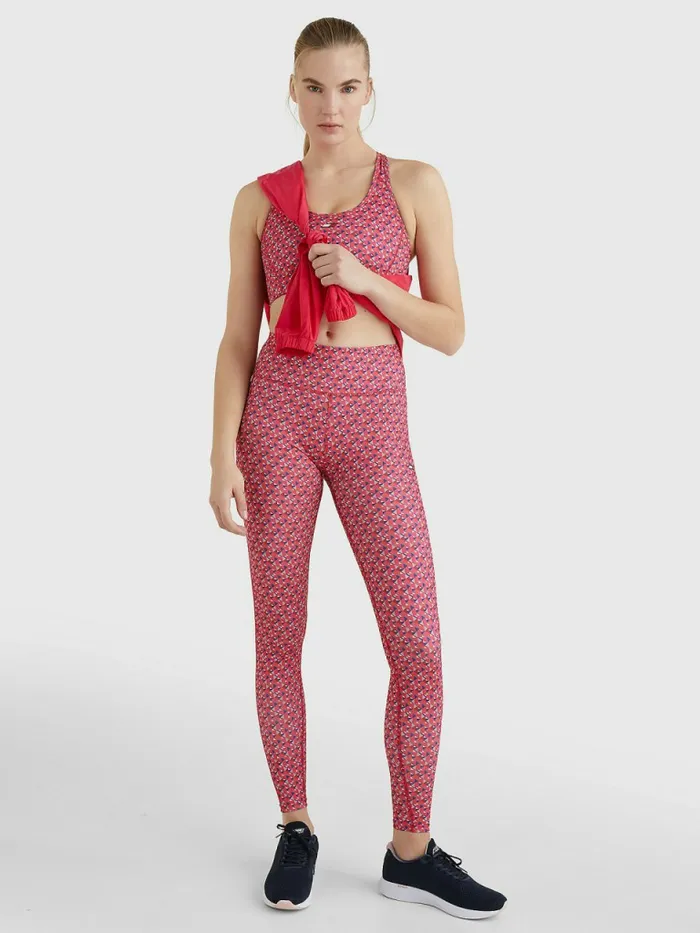Tommy Hilfiger Sport Print Full Length Leggings Small Island Geo Pink Womens CoOrds