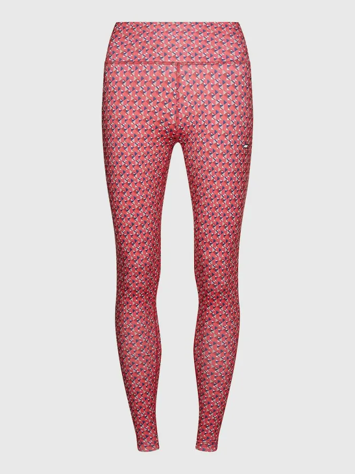 Tommy Hilfiger Sport Print Full Length Leggings Small Island Geo Pink Womens CoOrds
