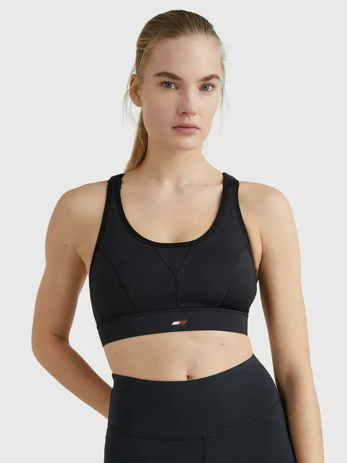 Tommy Hilfiger Sport Racerback High Support Bra Black Womens Lingerie