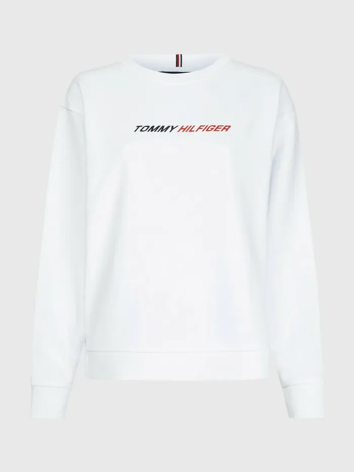 Tommy Hilfiger Sport Relaxed Fit Sweatshirt Th Optic White Womens Sweatshirts and Hoodies Cheap On Sale