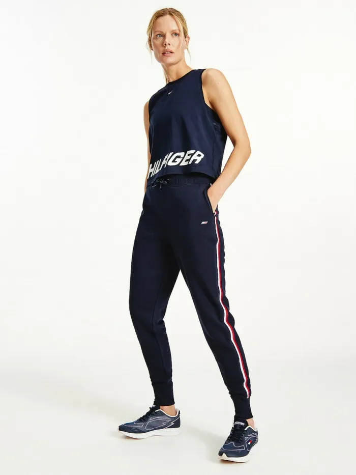 Tommy Hilfiger Sport Signature Tape Regular Fit Joggers Desert Sky Womens Trousers Tommy Hilfiger Sport Signature Tape Regular Fit Joggers Desert Sky Womens Trousers