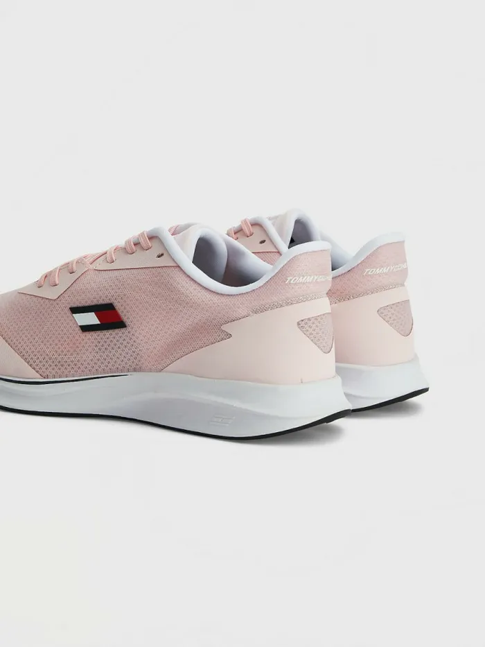 Tommy Hilfiger Sport Sleek Mixed Texture Trainers Pink Dust Womens Trainers On Sale
