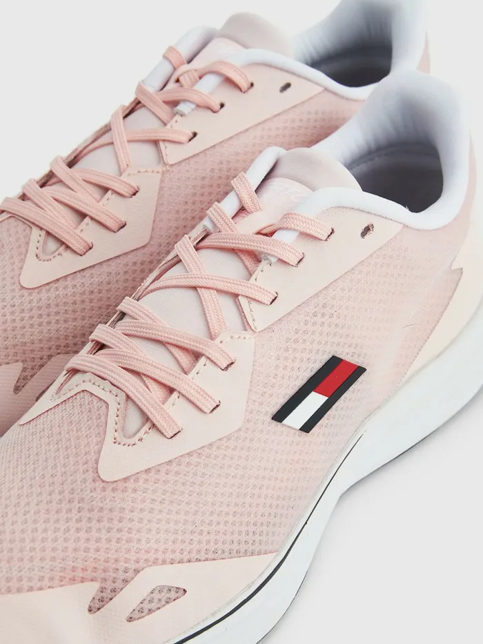 Tommy Hilfiger Sport Sleek Mixed Texture Trainers Pink Dust Womens Trainers On Sale