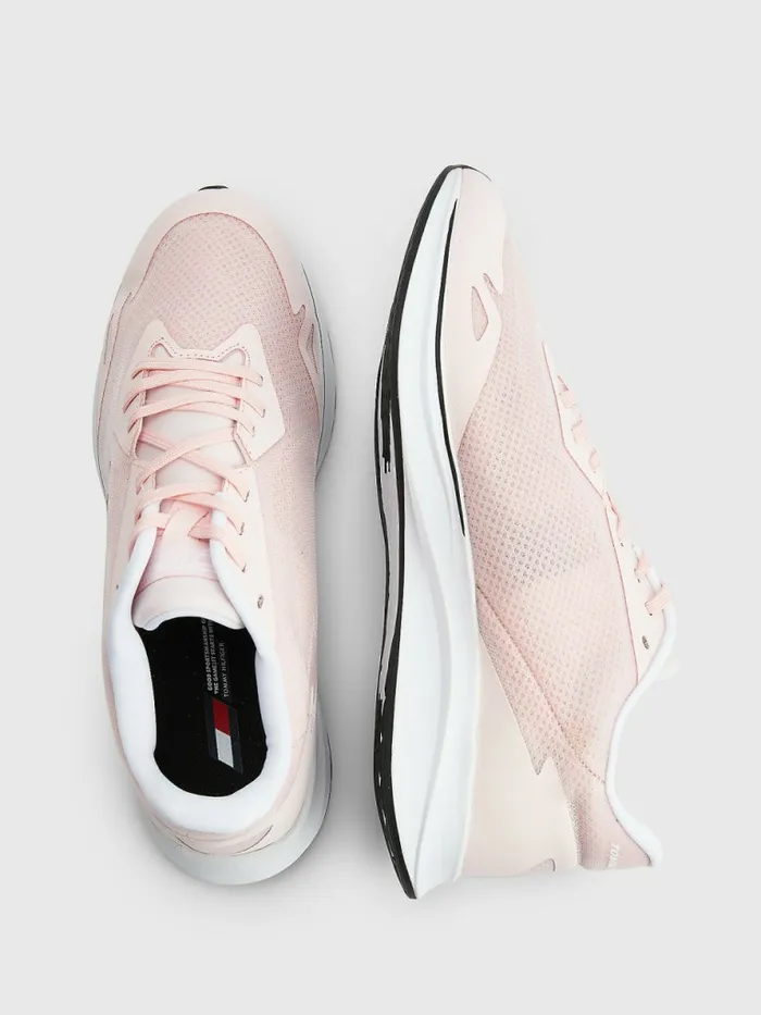 Tommy Hilfiger Sport Sleek Mixed Texture Trainers Pink Dust Womens Trainers On Sale