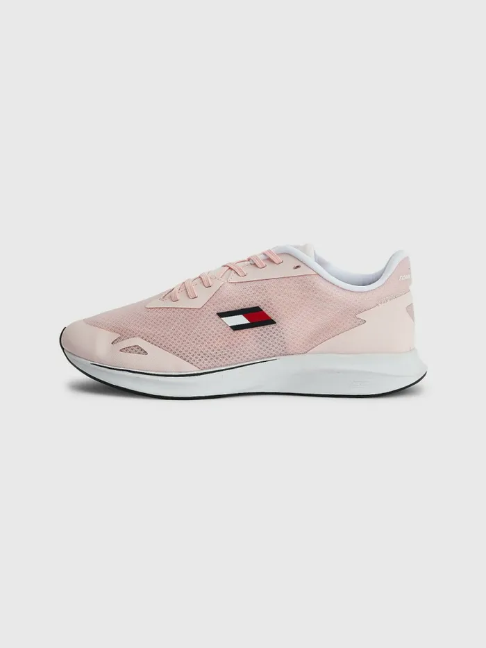 Tommy Hilfiger Sport Sleek Mixed Texture Trainers Pink Dust Womens Trainers On Sale