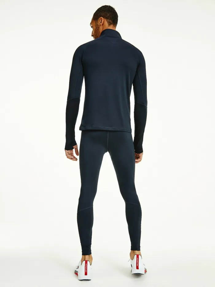 Tommy Hilfiger Sport Tape HalfZip Long Sleeve TShirt Desert Sky Mens Tommy Hilfiger Sport
