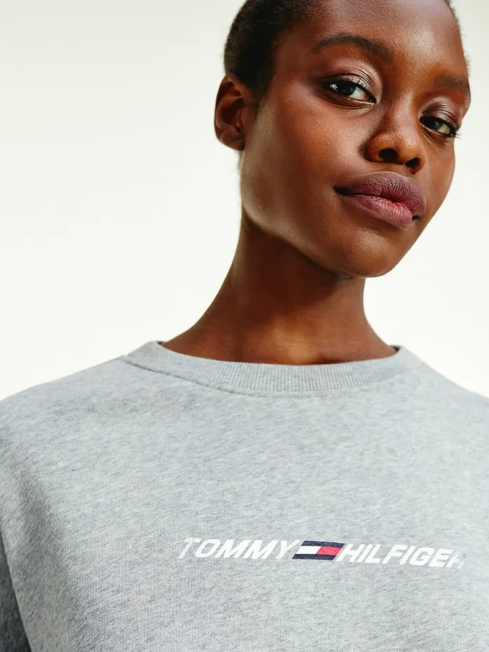 Tommy Hilfiger Sport Th Cool Cropped Sweatshirt Light Grey Heather Womens Sweatshirts and Hoodies Casaul