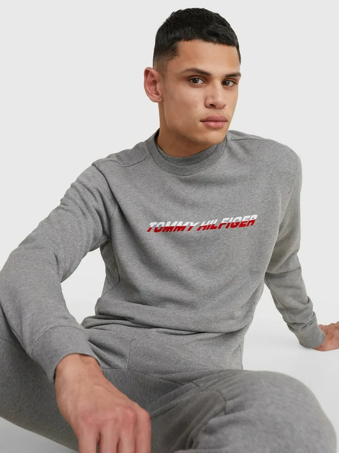Tommy Hilfiger Sport Th Cool Graphic Sweatshirt Medium Grey Heather Mens Sweatshirts and Hoodies For Sale