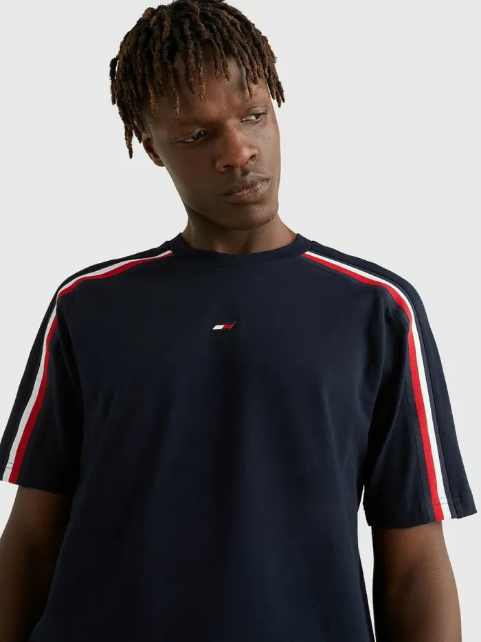 Tommy Hilfiger Sport Th Cool Signature Tape TShirt Desert Sky Mens TShirts Near Me