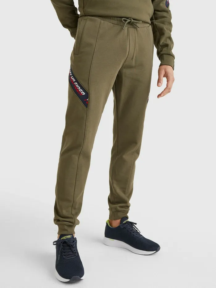 Tommy Hilfiger Sport Th Cool Tape Joggers Army Green Mens Trousers