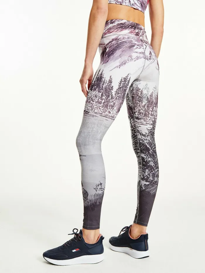 Tommy Hilfiger Sport Tommy Icons Th Cool Leggings Icon Red Gradient Landscape Womens Tommy Hilfiger Sport