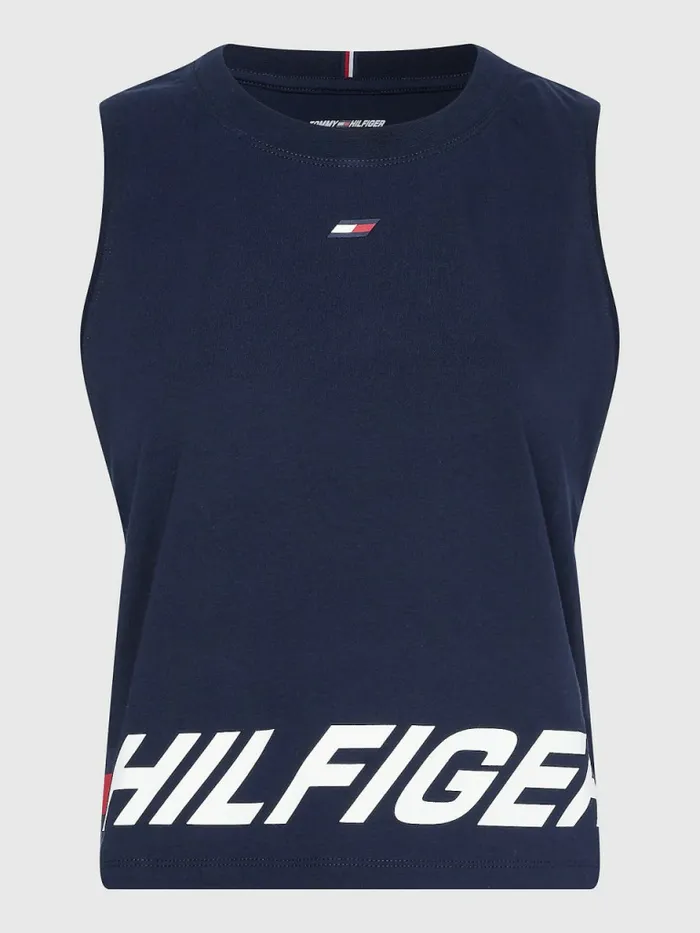 Tommy Hilfiger Sport Wrapped Print Relaxed Tank Top Desert Sky Large Logo Womens TShirts Near Me