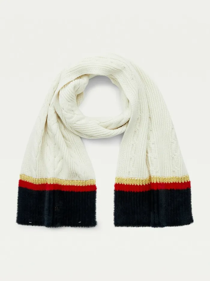 Tommy Hilfiger Statement Cable Knit Stripe Scarf Corporate Mix Womens Hats and Scarves Gift 4 You