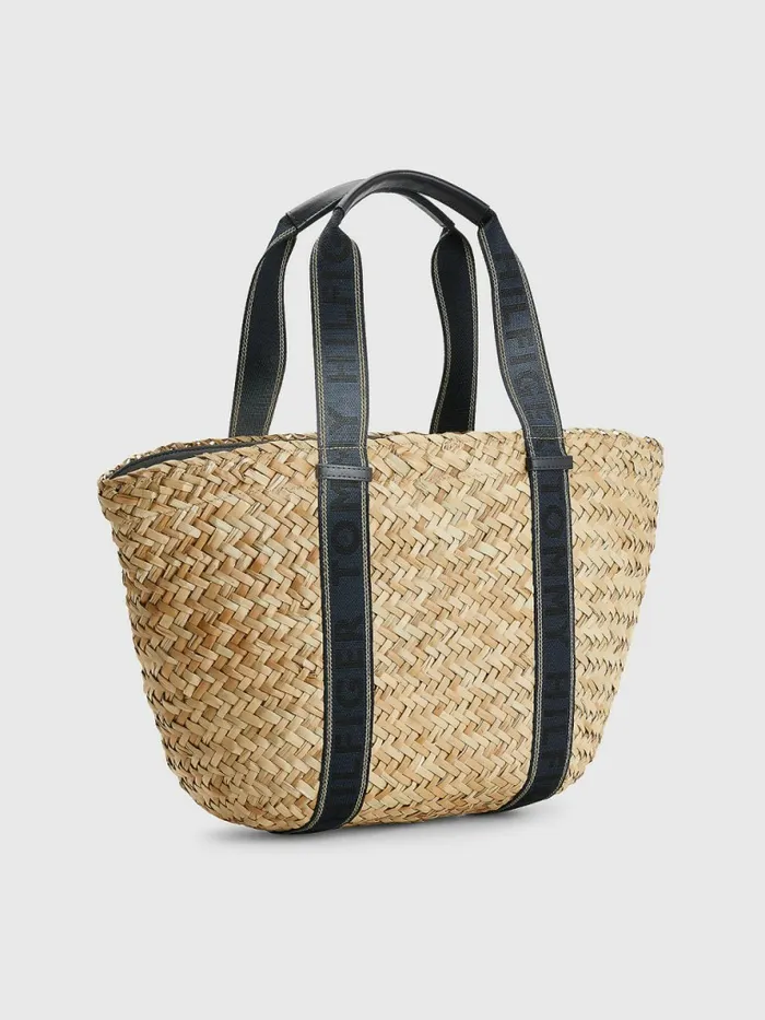 Tommy Hilfiger Straw Signature Beach Tote Desert Sky Womens Bags Gift 4 You