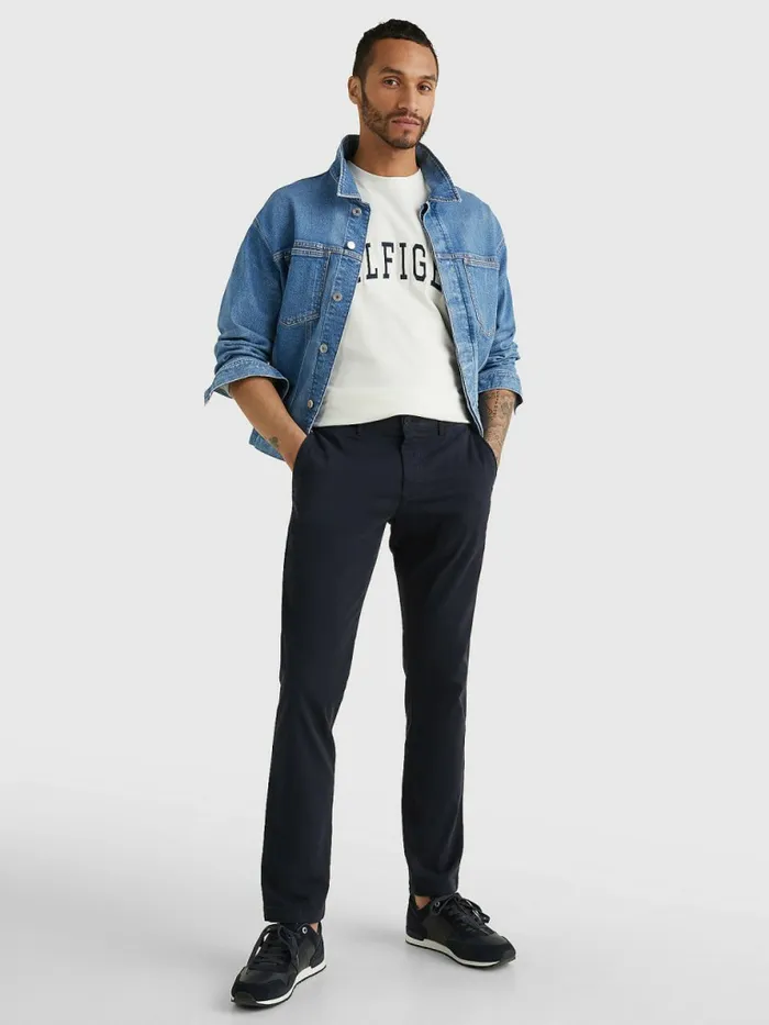 Tommy Hilfiger Stretch Cotton Chinos Sky Captain Mens Trousers